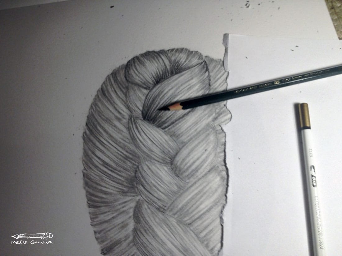 How to draw a braid: First shadows and edges -- Mervi Emilia