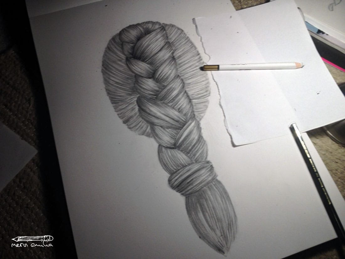 How to draw a braid: More shadows -- Mervi Emilia