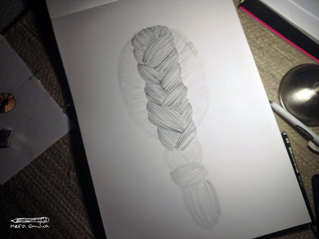 How to draw a braid: Second layer -- Mervi Emilia